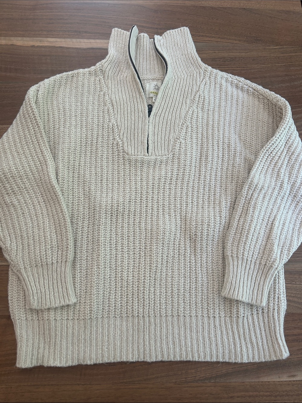 Women’s Cream Half-Zip Textured Sweater